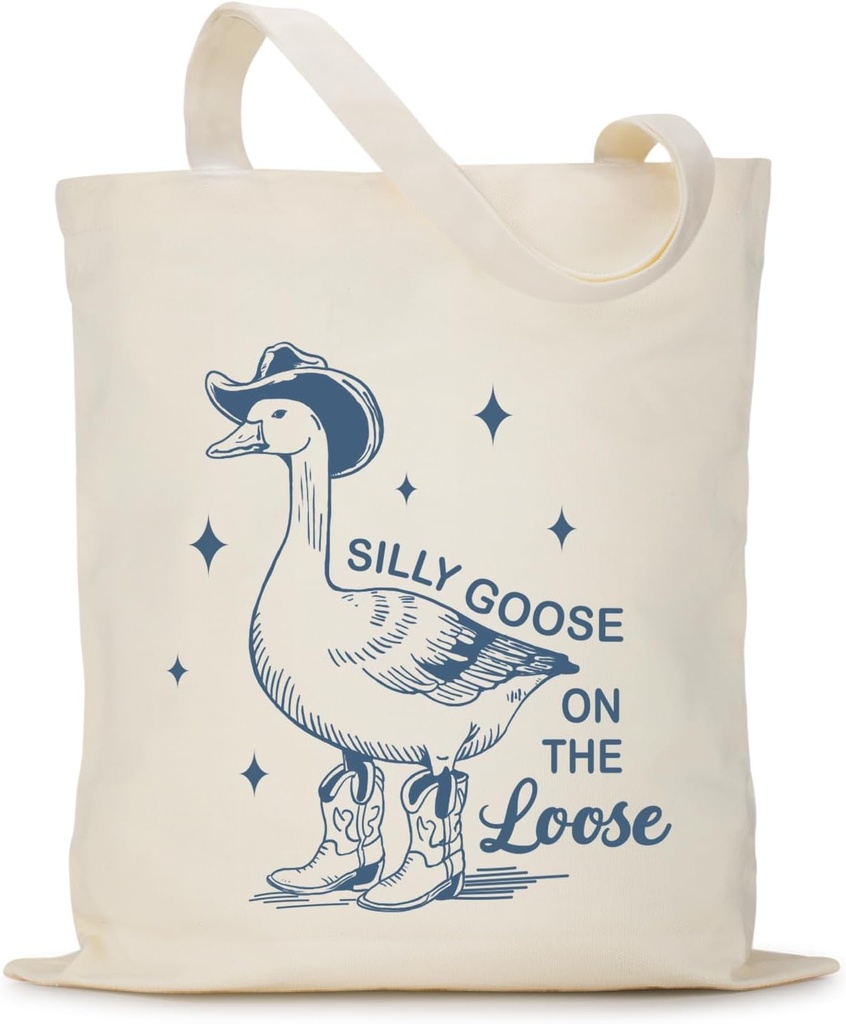 Silly Goose on the Loose, Fashion Cute Silly Goose Cavans Tote Bag, Novelty Accessories Fun Bag for Friends, Goose Lovers, Birthday Gifts for Goose Lovers