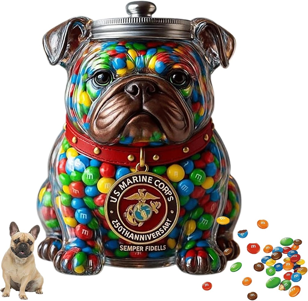 US 250th Anniversary Bulldog Candy Jar, French Bulldog Snack Jar, Cute Airtight Dog Snack Container for Cookies, Decorative Kitchen Storage for Dog Lovers