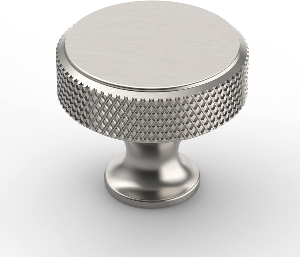 Amerdeco 10 Pack Brushed Satin Nickel Knurled Cabinet Knobs Kitchen Cabinet Handles for Drawer Dresser, Cupboard and Wardrobe ZH0036