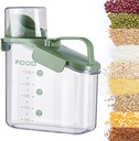 Rice container storage tank, kitchen storage container, sealed food storage, sealed design measuring cup. With pouring port, suitable for oatmeal, grains, rice, flour (green, 1600ML)