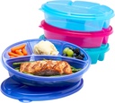 Bentgo Easyboxes 4-Compartment Oval Containers - Patented Design 8-Piece Set; 4 Trays & 4 Fitted Lids Seal in Freshness; Reusable Food Storage & Meal Prep BPA-Free Containers (Jewel Brights)