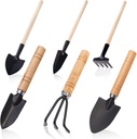Small Garden Tool Set, 6 Pieces Iron Gardening Kit Including Hand Shovel, Transplant Shovel and Hand Rake with Wood Non-Slip Handle Perfect for Plant Lovers