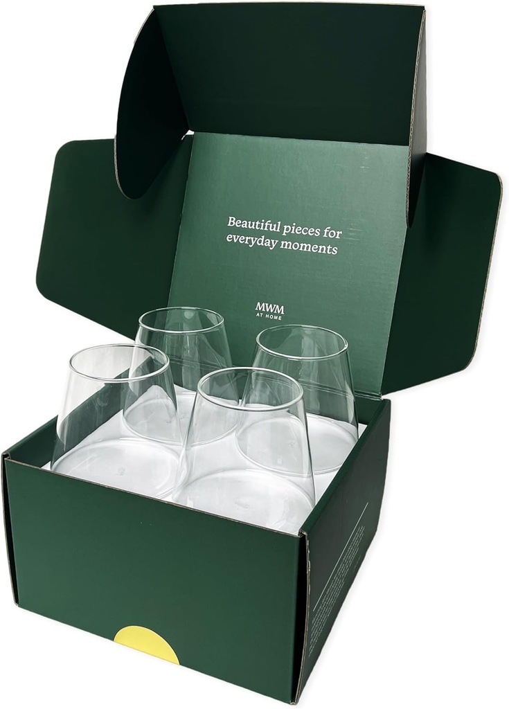 The Everyday Cup, Set of 4 - Versatile Crystal-Clear Glass Cups Made for Special Drinks, Juices, Water and More - Sustainably Produced and Packaged