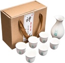 Ceramic Traditional Japanese Sake Set Gift Box Set of 7 Pieces Hand Crafted and Painted Traditional Retro Japanese Ceramic Sake Cups Set with 6 Sake Cups 5 Sake Pot