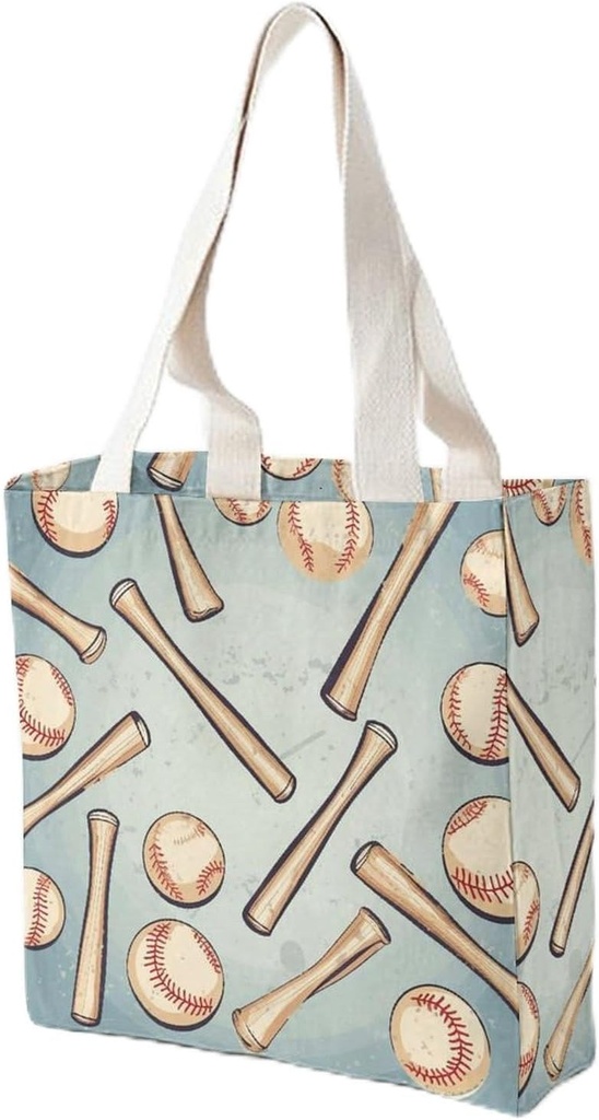 Canvas Tote Bag for Women Reusable Grocery Bag Baseball Bats And Baseball Shopping Bags Casual Shoulder Bag Handbag