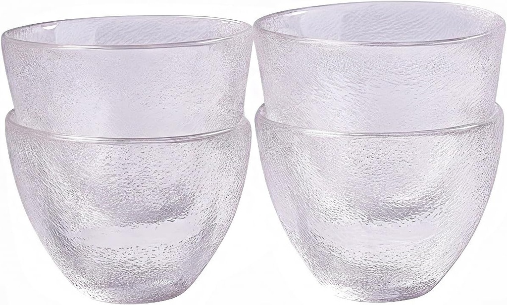 Frosted Glass Sake Cups Set of 4 Japanese-Style for Sake, Whiskey, Espresso & Dessert, Durable Barware