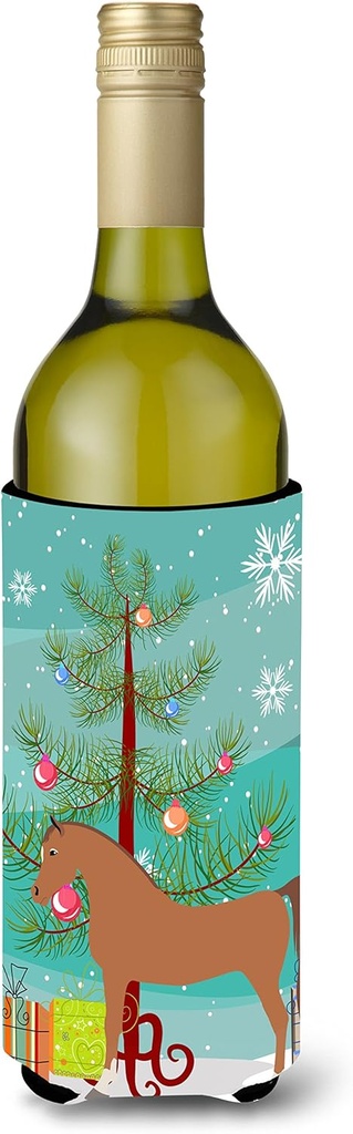Caroline's Treasures BB9278LITERK Arabian Horse Christmas Wine Bottle Hugger, Teal Bottle Cooler Sleeve Hugger Machine Washable Collapsible Insulator Beverage Insulated Holder