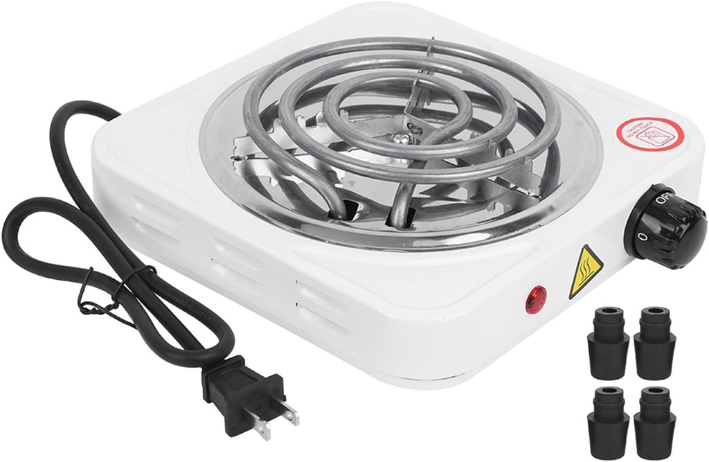 Stainless Steel Portable Single Tube Electric Stove - 1000W, White, US Plug, 110V