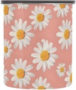 ALAZA Daisy Flower Pink Airtight Coffee Bean Canister 30oz Food Storage Containers with Lids For Gournd, Tea, Sugar, Flour, Rice, Cereal, Candy Cookie Jar