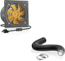 HG Power 6 Inch Exhasut Fan Kit - Metal Exhaust Fan, 6-in16FT Flexible Air Ducting for Kitchen, Garage, Basement, Chicken Coop, Workshop, Greenhouse Ventilation Use