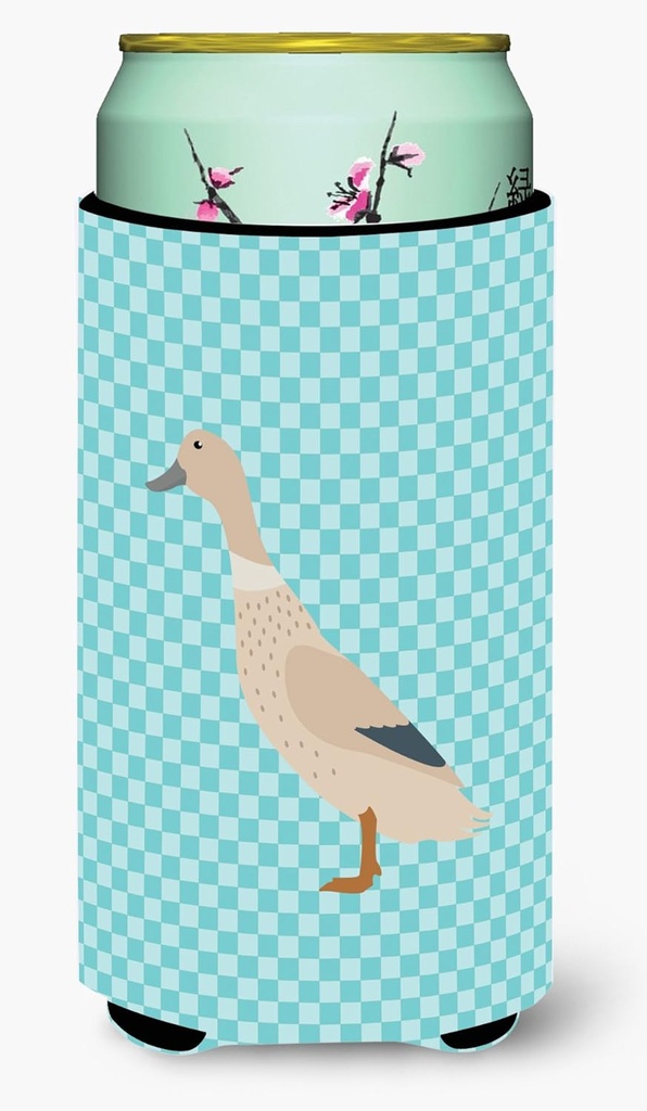 Caroline's Treasures BB8032TBC West Harlequin Duck Blue Check Tall Boy Hugger Can Cooler Sleeve Hugger Machine Washable Drink Sleeve Hugger Collapsible Insulator Beverage Insulated Holder