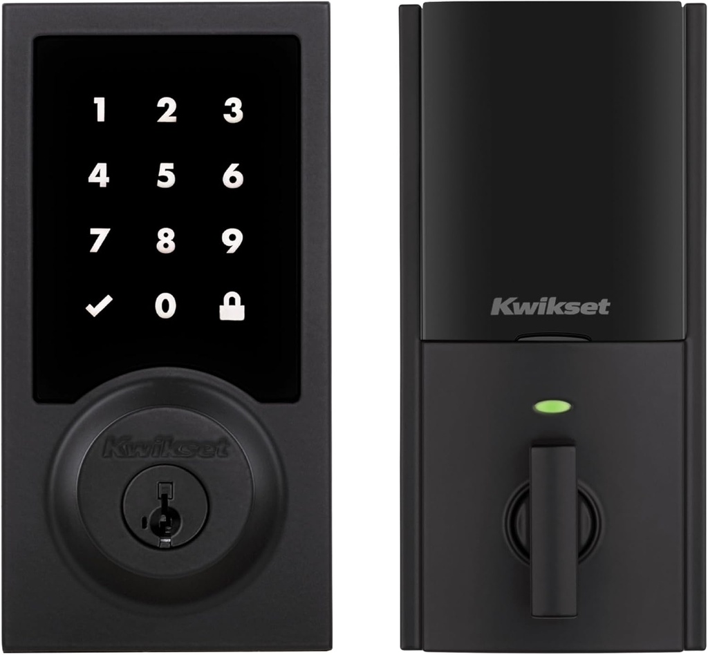 Kwikset HomeConnect 918 Contemporary Z-Wave Long Range Enabled Touch Screen Lock Works with Ring Alarm, Samsung SmartThings Hub Required, Sold Separately in Matte Black