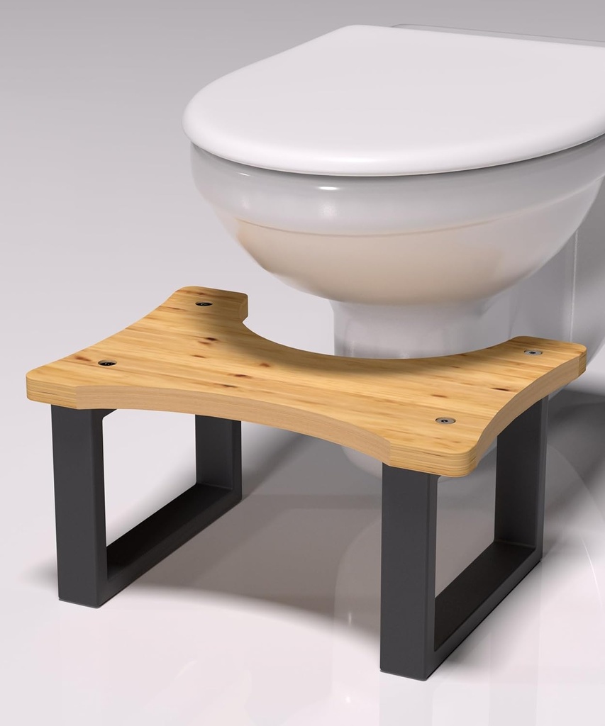 REGIS Bamboo Toilet Stool for Adults, 6.5" Poop Stool, Bathroom Toilet Potty Stool with Non-Slip Mat for Adults Children, Original Simple Design Healthy Portable Adult Toilet Poop Stoo