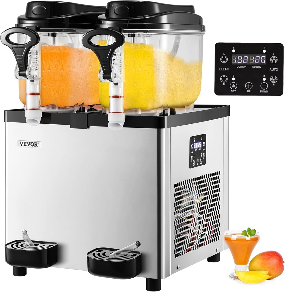 VEVOR Commercial Slushy Machine, 6 L x 2 Tanks 50 Cups Margarita Machine, 700W 110V Stainless Steel Smoothie Frozen Drink Maker, Perfect for Supermarkets Cafes Restaurants Bars and Home Use, Silver
