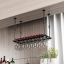 Hanging Wine Rack | Adjustable Width and Height | Wrought Iron Floating Rack | Retro Country Style | Kitchen Restaurant Bar Wine Cellar Storage Room Storage Rack | Length 100/120cm