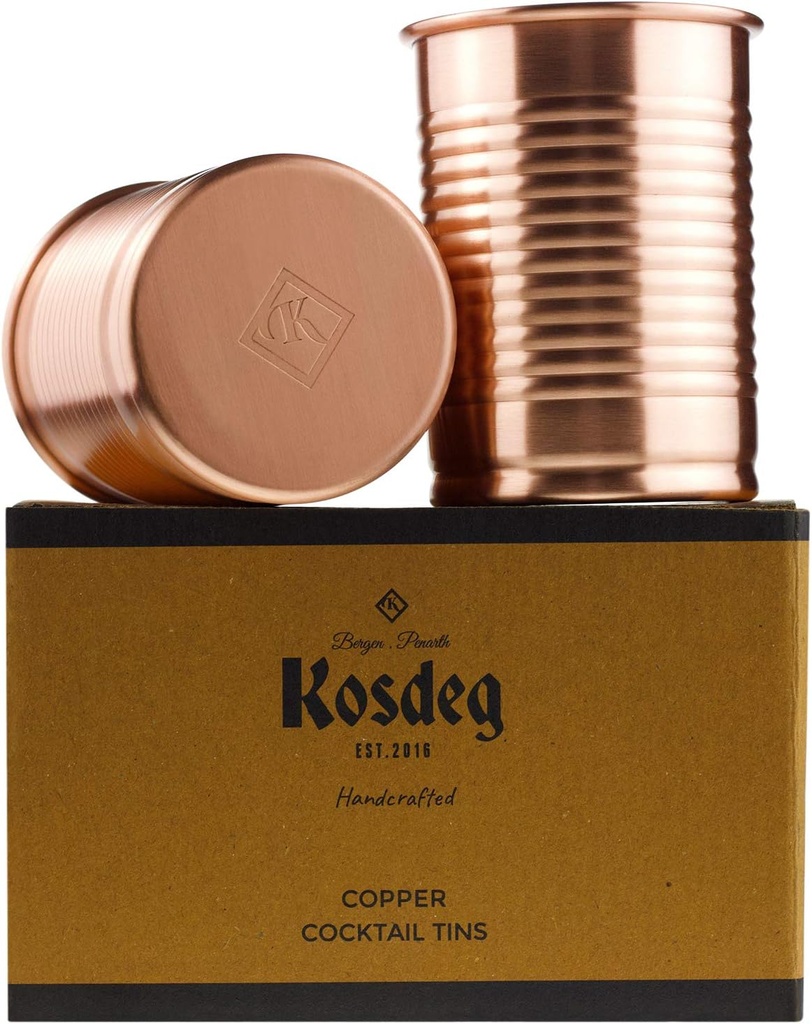 Copper Cocktail Tins Set of 2 12oz - Chosen By Professional Bartenders - Bean Tin Design - Perfect Copper Mug Bar Set for Better Drinks - Ice Cold In Seconds…