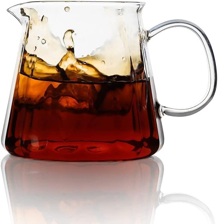 watchget Glass Coffee Carafe 500ml/17oz - Heat Resistant Thin Borosilicate Coffee Server, Clear Pour Over Coffee Pot Maker, Ideal for Home, Office, and Café