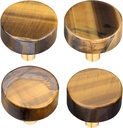 moonsix 4pcs Circle Crystal Stone Polished Drawer Knobs for Kitchen Handle Pull Cupboard Door Dresser Wardrobe Closet, Tiger’s Eye Stone