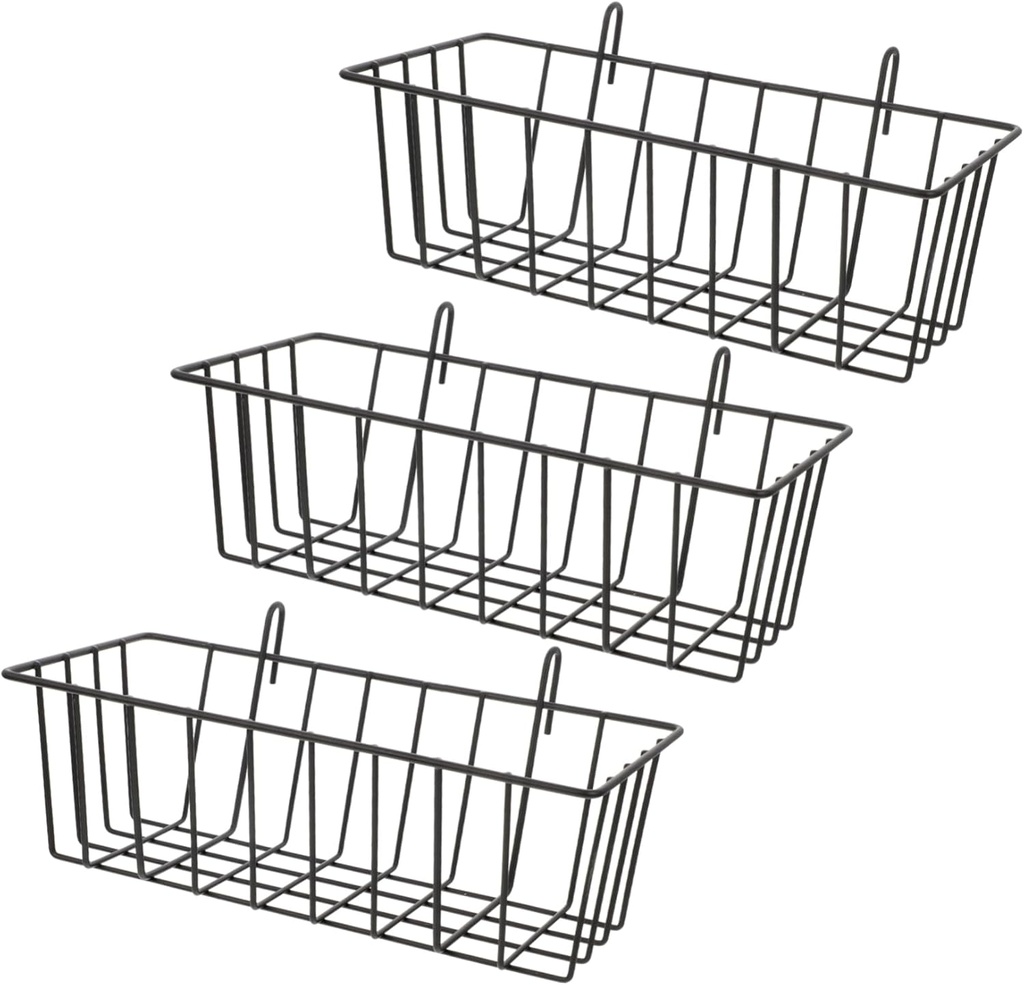 Zerodeko 3pcs Small Iron Wire Wall Basket for Bathroom and Kitchen Storage Strong Load-bearing Easy to Install Hanging Rack for Toiletries and Daily Necessities Black