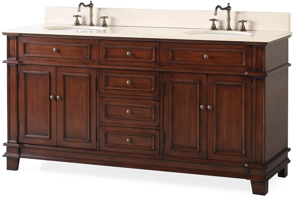 70" Sanford Double Sink Large Brown Bathroom Vanity CF-3048M-70