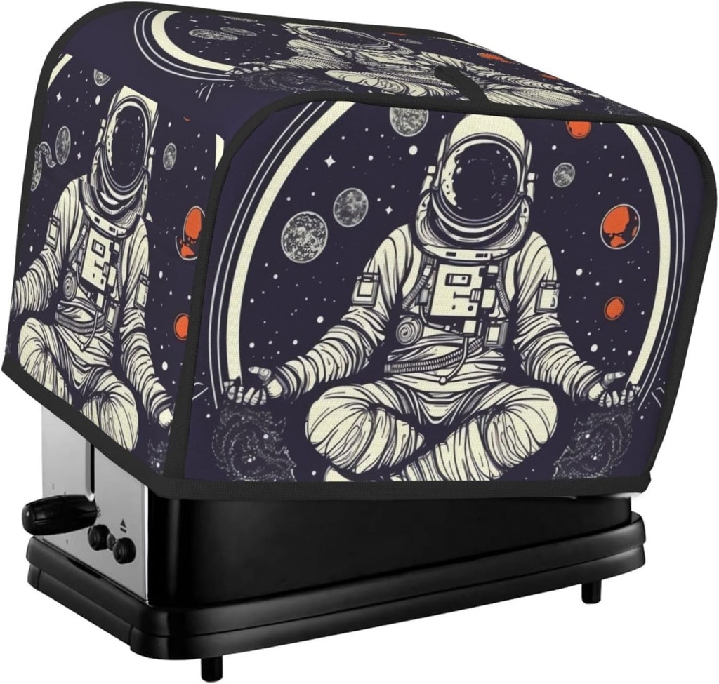2 Slice Toaster Covers Bread Machine Cover Quilted Dustproof Fingerprint Protectors Small Washable Appliance Cover Astronaut Sitting In Yoga Chakra Bread Maker Dust Protection Universal Size