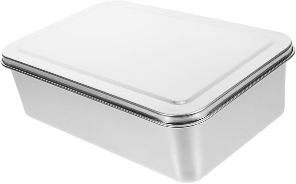 Wear Resistant Stainless Steel Baking Tray with Cover Transfer Oven Pan for Bread Cake Pizza and Pancake Baking Metal Oven Box for Restaurant and Home Use Flat Bottom