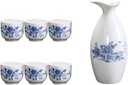7 Piece Sake Set, Traditional Retro Japanese Style Ceramic Sake Cups Set, with 6 Sake Cups, 1 Sake Pot. Elegant Design Best Gift for Family and Friends Cups