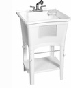 Zenna Home Utility Sink for Laundry Room and Garage, Freestanding Laundry Sink for Garage or Kitchen, Indoor & Outdoor Utility Tub with Pull-Out Faucet, Towel Bar, 24" W x 24" D x 36.75" H, White
