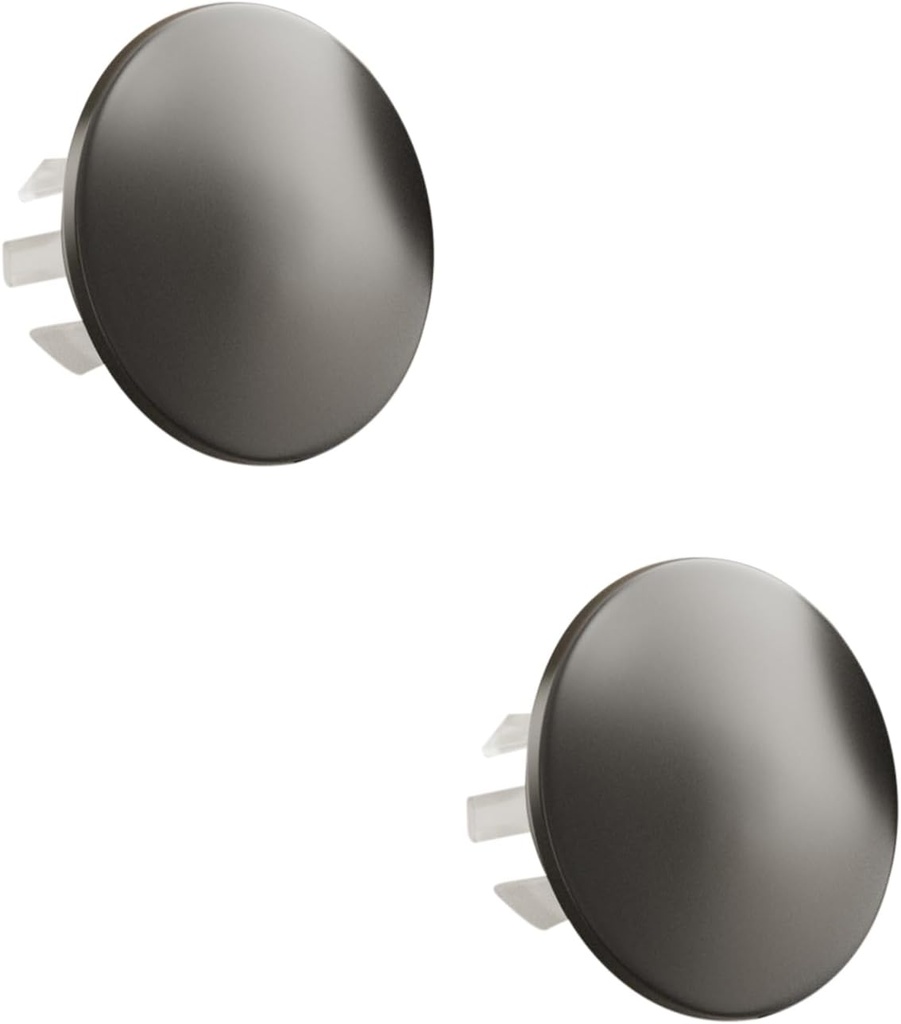 Bathroom Sink Basin Trim Overflow Cover Brass Insert in Hold Caps Brushed Vanity Ceramic Vessel Kitchen Replacement Dual Layer Insert Pack of 2(Black)