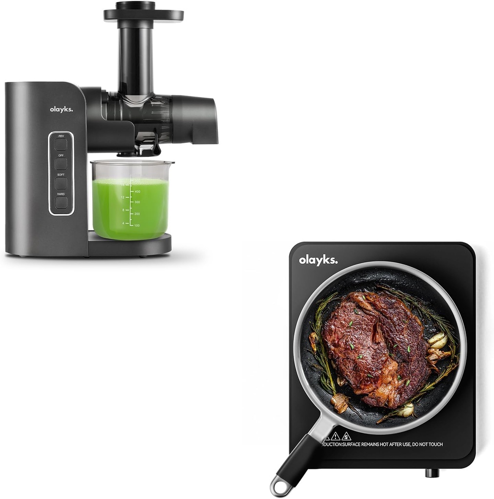 Juicer Machine,Slow Masticating Juicer with 2 Speed Modes &Portable Induction Cooktop