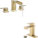 Brass Waterfall Faucet for Bathtub 6-16 Inch, Roman Bathtub Faucet Deck Mount 3 Hole, Single Handle 4 Inch Bathroom Faucets 1 Hole or 3 Holes Bathroom Sink Faucets with Deck Plate
