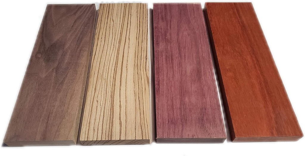 Wood-Ever Exotic Hardwood Assortment - Mixed Species Purple Heart, Padauk, Zebrawood, Walnut