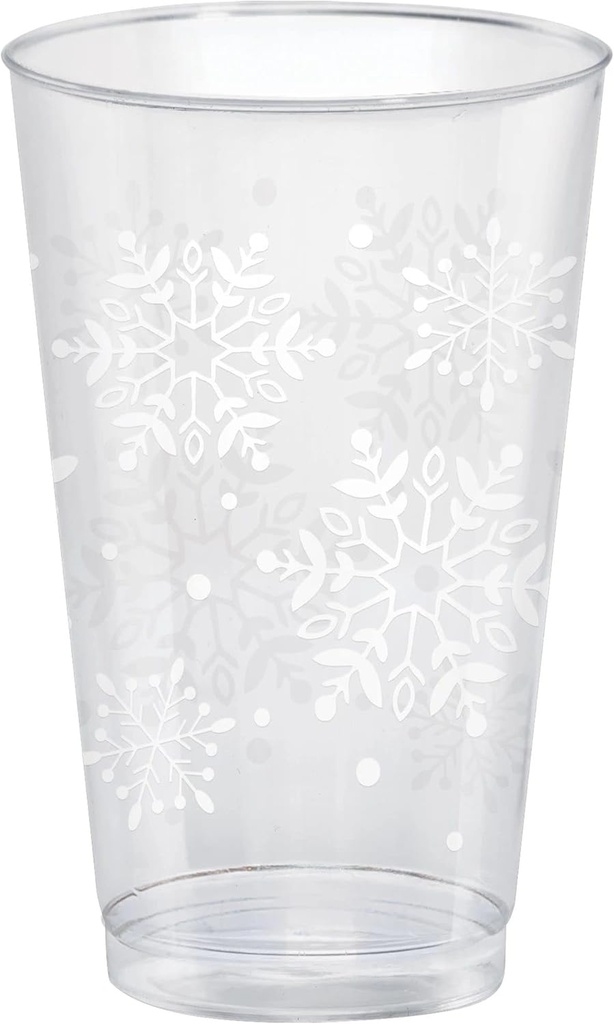 Amscan Clear Snowflake Printed Tumblers - 16 oz (Pack of 26) - Durable Plastic Design - Perfect for Winter Holidays, Parties & Events