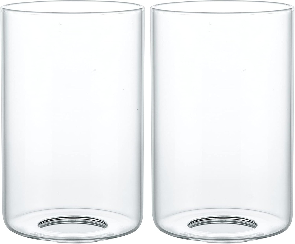 Skelang Clear Lip-less Glass Lamp Shade, Cylindrical Light Cover with Fitter Opening, Replacement for Chandelier, Bathroom Vanity Light, Pendant, Pack of 2