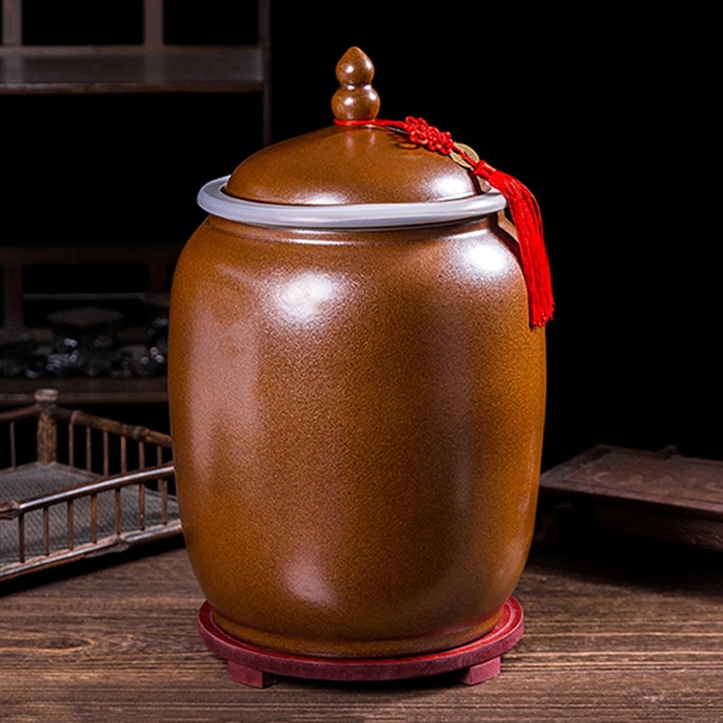 ISOFORMA Ceramic Rice Storage Containe, Sealed Grain Rice Bucket, Ceramic Rice Jar with Lid, Food Dispensers Rice Cylinder for Kitchen