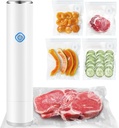 Vacuum Sealer for Food - Rechargeable Handheld Food Vacuum Saver with 10 Pcs Sealer Bags, Vacuum Sealer Machine for Meals Preservation & Fresh - White