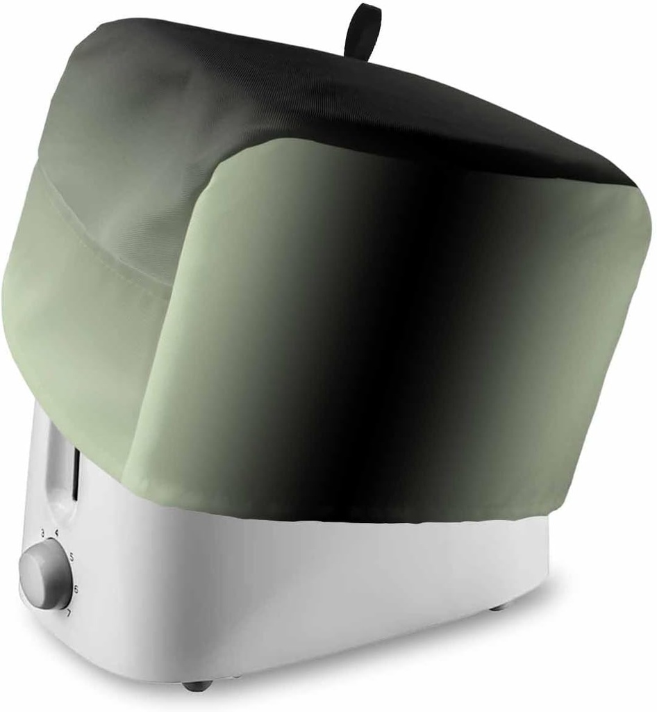 Toaster Cover with Pockets Ombre Light Green Black Bread 4 Slice Toaster Oven Covers for Kitchen, Gradient Color Dust Cover for Small Appliance Cover and Fingerprint Protection, Bread Machine Cover