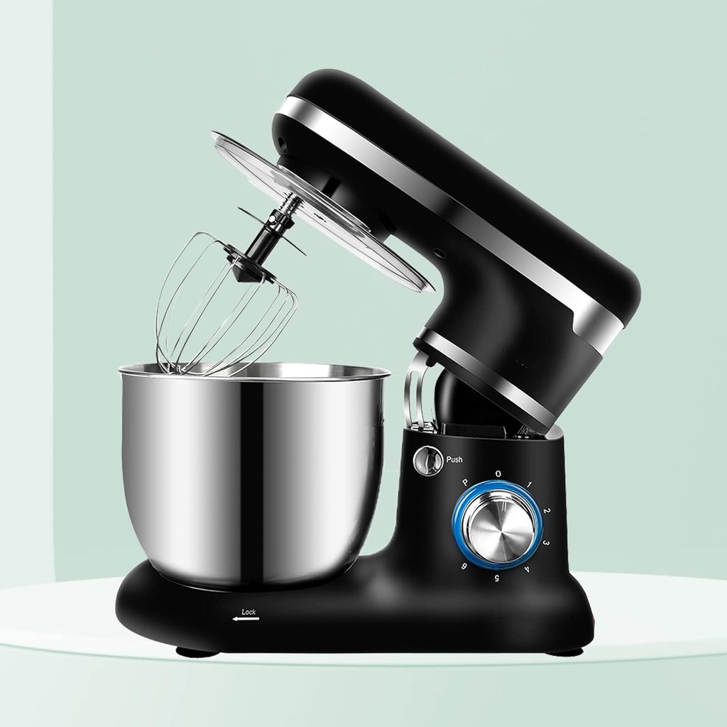 Stand Mixer Dough Mixer, 1200W 6-Speed Tilt Head Kitchen Electric Food Dough Mixer, with Dough Hook, Wire Whisk, Flat Beater, Stainless Steel Bowl,Black