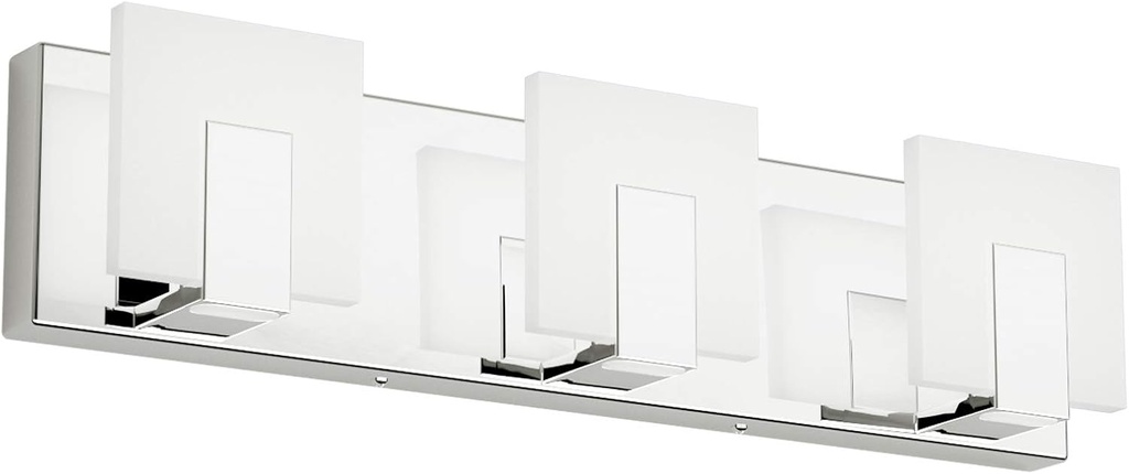 Aipsun 3 Lights Dimmable Modern LED Vanity Light for Bathroom Frosted White Acrylic Chrome Up and Down Bathroom Wall Light Fixtures Over Mirror(White Light 6000K)