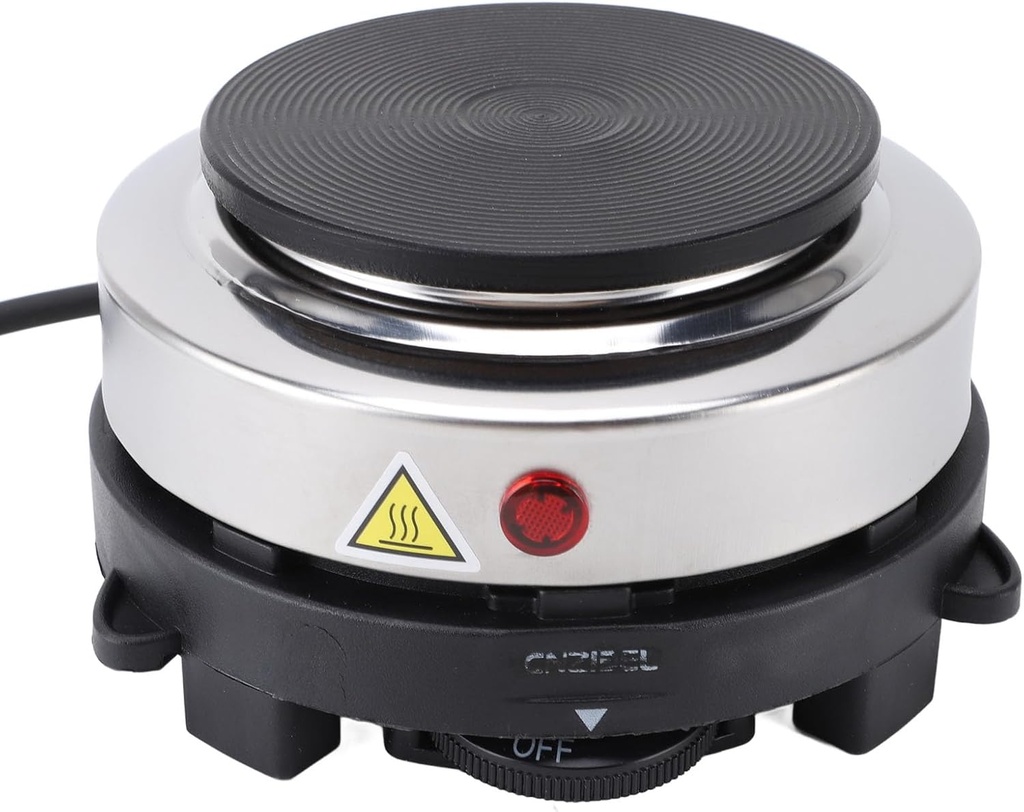 Small Electric Hot Plate, 500W Small Electric Stove, 6 Speed Temp Adjustable, Portable Burner Coffee Tea Water Pot Heater, with Anti Slip Foot Pad (US)