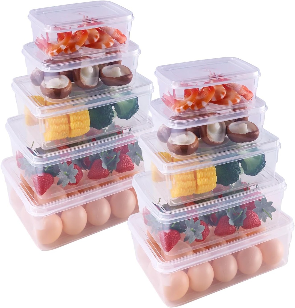 20 PCS Food Storage Container Set with Lids,BPA Free,Lunch Containers,Lightweight Ideal for Camp Grocery Snap Kitchen,Freezer Safe