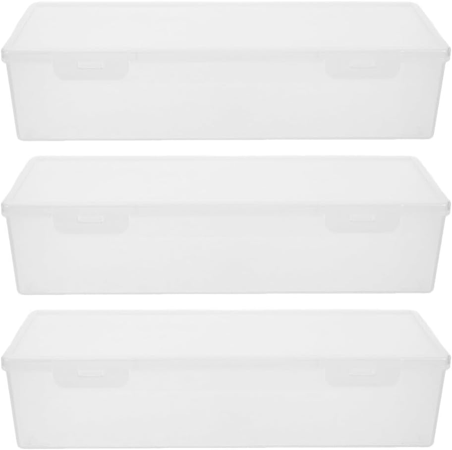 Alipis 3pcs Plastic Bread Box Airtight Pasta Spaghetti Container Toast Loaf Bread Keeper Cookie Crisper Box Fridge Organizer for Kitchen Pantry 1560ML, White, GD33NX45WGP410K