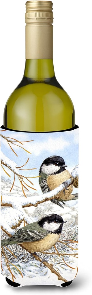 Caroline's Treasures ASA2065LITERK Coal Tits Wine Bottle Hugger Bottle Cooler Sleeve Hugger Machine Washable Collapsible Insulator Beverage Insulated Holder