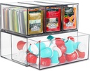 4 Tea and Coffee Organizer and Storage, Acrylic Tea Bag Holder Organizer, Plastic K Cup Drawer Container for Cabinet