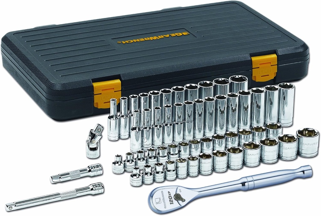 GEARWRENCH56 Pc. 3/8" Drive 6 Pt. 120XP Mechanics Tool Set, Standard & Deep, SAE/Metric - 80550P