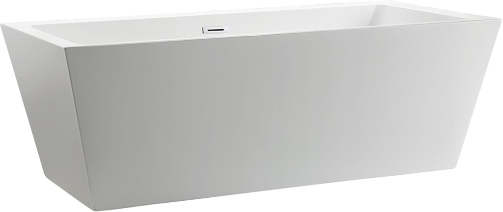 Vanity Art 67 X 31 Inch White Acrylic Freestanding Bathtub | Contemporary Design Soaking Tub with Pop-up Drain and Slotted Overflow Included, UPC Certified VA6814-L