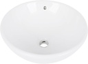 Dollate 16" Bathroom Vessel Sink Bowl Above Counter Basin Sink with Overflow Hole White Ceramic Vessel Sink for Bathroom Lavatory Wash Hand Basin