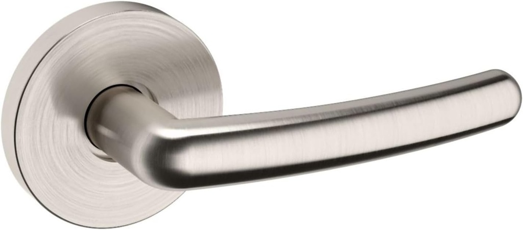 Baldwin 5165.RDM 5165 Right Handed Non-Turning One-Sided Dummy Door Lever with 5046 Rose from The Estate Collection - Lifetime Satin Nickel