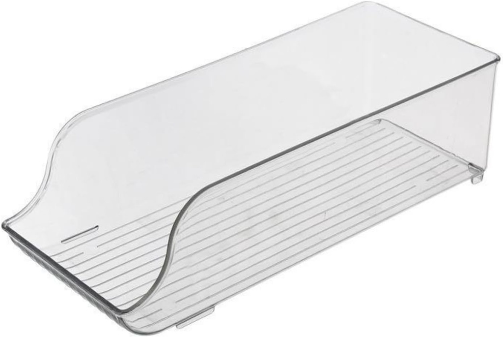 Clear PET Rolling Beverage Storage Box with Handle, Stackable Refrigerator Organizer Bin for Soda, Beer, Coke, Pantry & Freezer Storage, Plastic Fridge Container for Kitchen Countertops