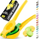 Zulay Kitchen Metal 2-in-1 Lemon Squeezer - Sturdy Max Extraction Hand Juicer Lemon Squeezer Gets Every Last Drop - Easy to Clean Manual Citrus Juicer - Easy-Use Lemon Juicer Squeezer - Yellow/Green